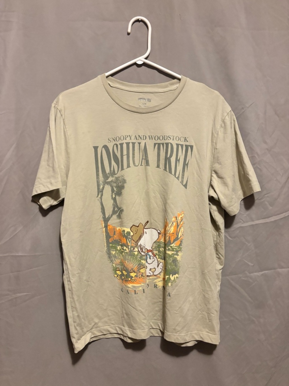 Peanuts Joshua Tree Tee - Light Tan with Green & Orange Graphic